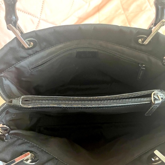 Gucci Bamboo Handle Nylon Black Bag - Picture 4 of 9